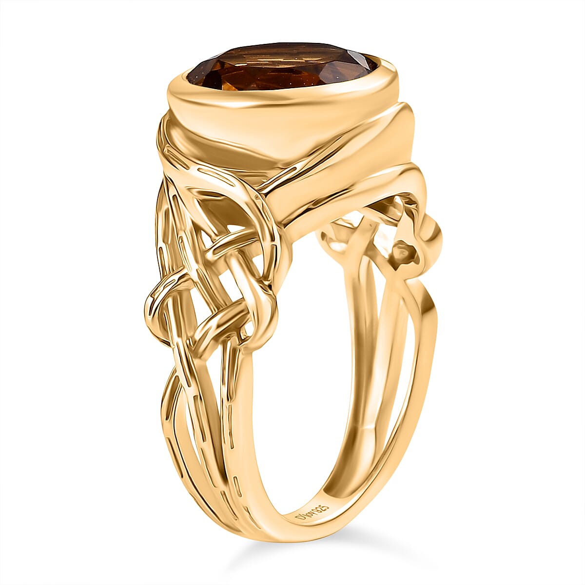 D'Joy Serra Gaucha Citrine Solitaire Ring in Yellow Gold Plated Sterling Silver 3.47 Ct. 8286877 4