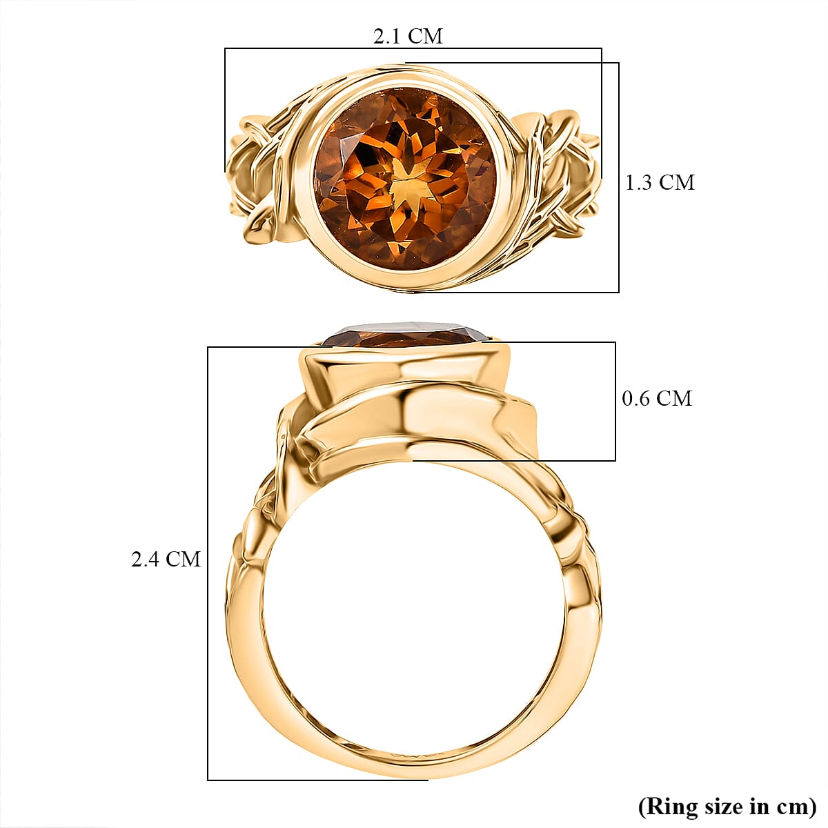 D'Joy Serra Gaucha Citrine Solitaire Ring in Yellow Gold Plated Sterling Silver 3.47 Ct. 8286877 6
