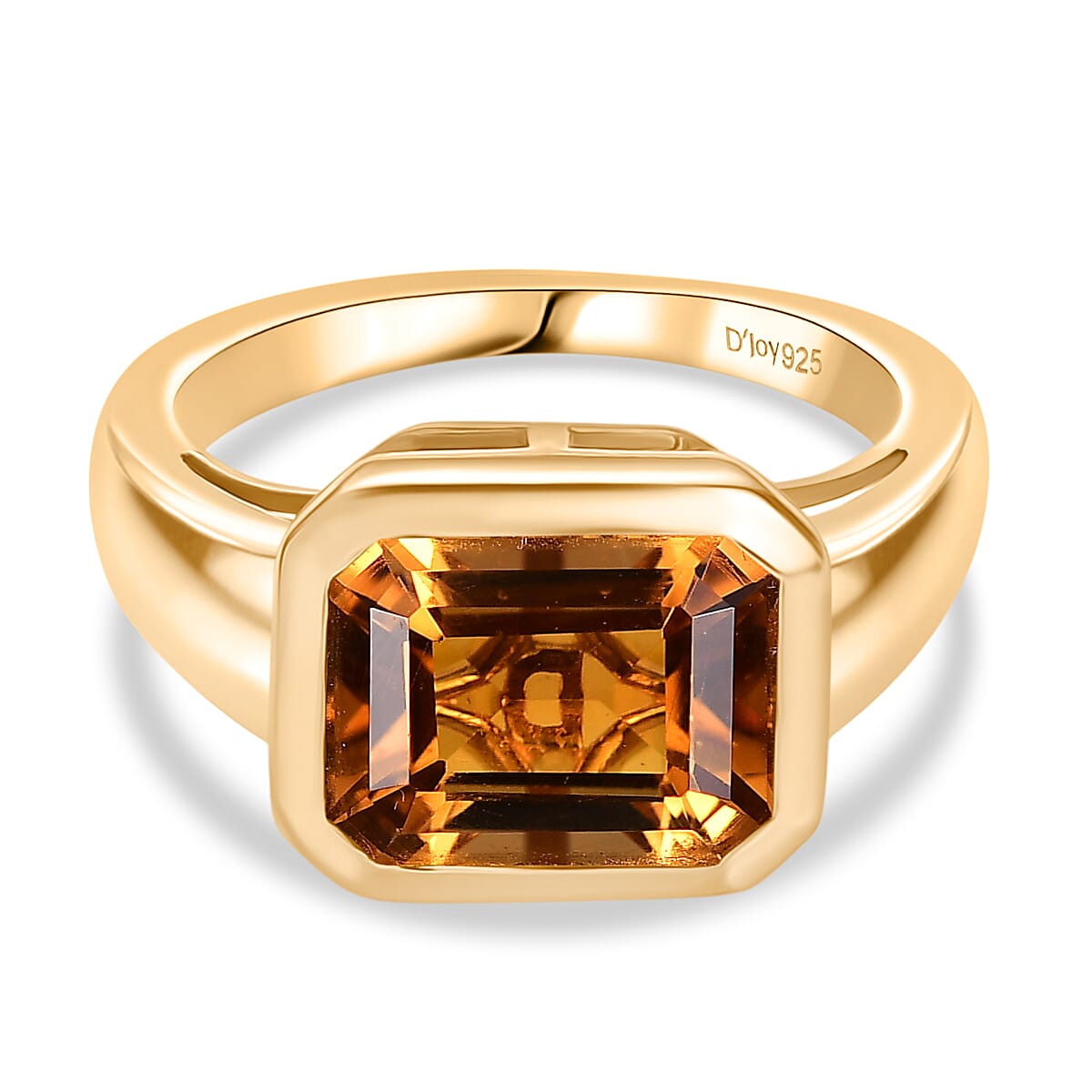 D'Joy Serra Gaucha Citrine Solitaire Ring in 18K Yellow Gold Plating Sterling Silver 3.24 Ct. 8287059 0