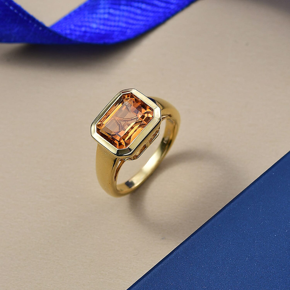 D'Joy Serra Gaucha Citrine Solitaire Ring in 18K Yellow Gold Plating Sterling Silver 3.24 Ct. 8287059 2