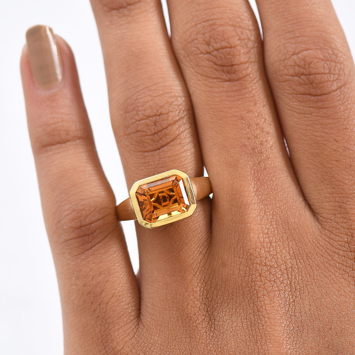 D'Joy Serra Gaucha Citrine Solitaire Ring in 18K Yellow Gold Plating Sterling Silver 3.24 Ct. 8287059 3