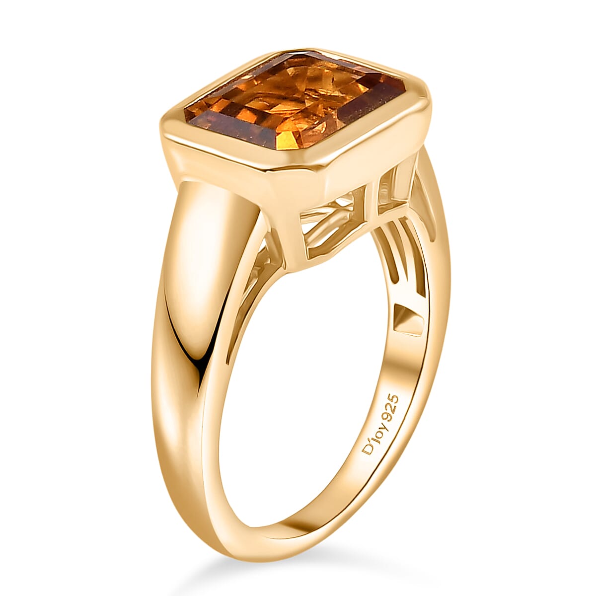D'Joy Serra Gaucha Citrine Solitaire Ring in 18K Yellow Gold Plating Sterling Silver 3.24 Ct. 8287059 4