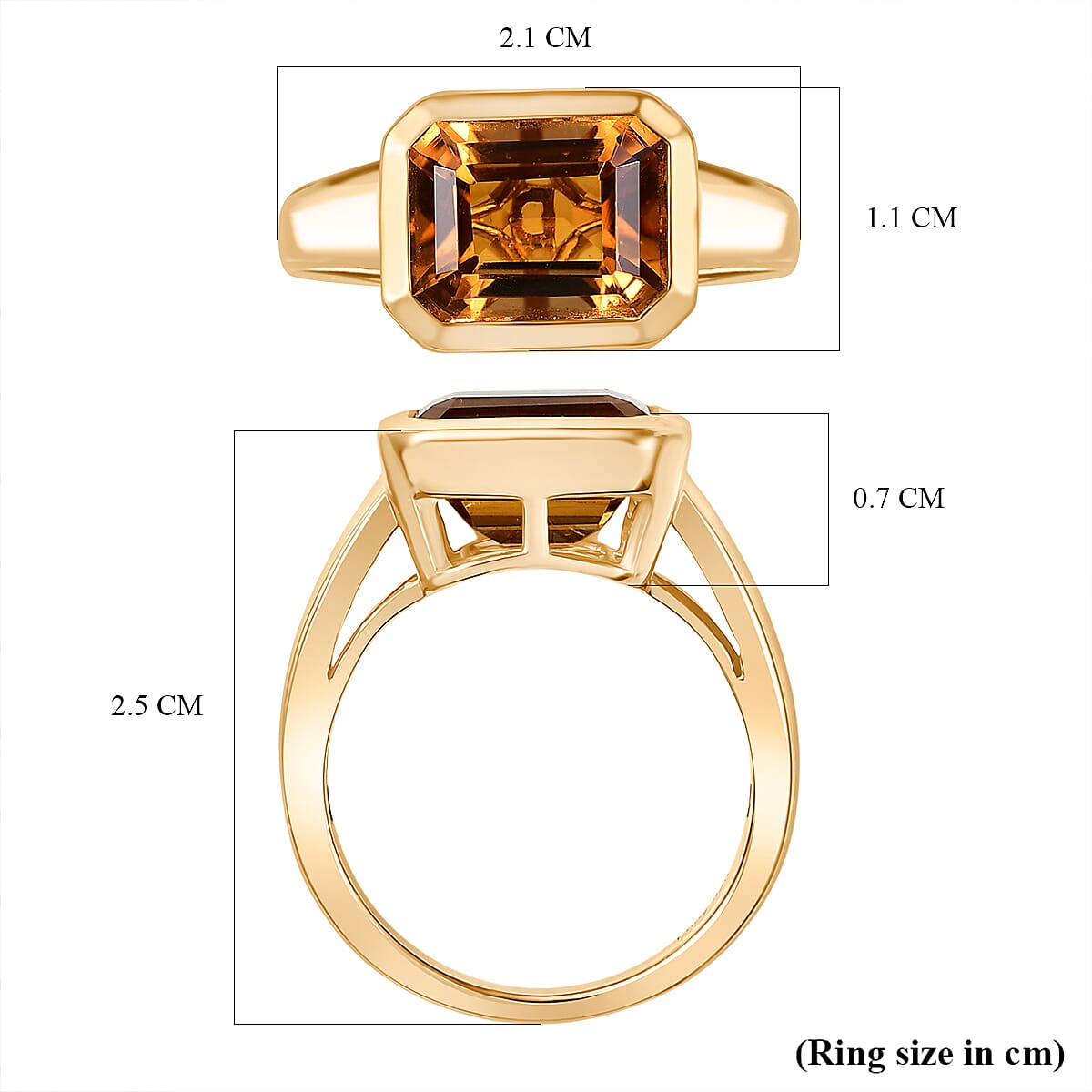 D'Joy Serra Gaucha Citrine Solitaire Ring in 18K Yellow Gold Plating Sterling Silver 3.24 Ct. 8287059 6