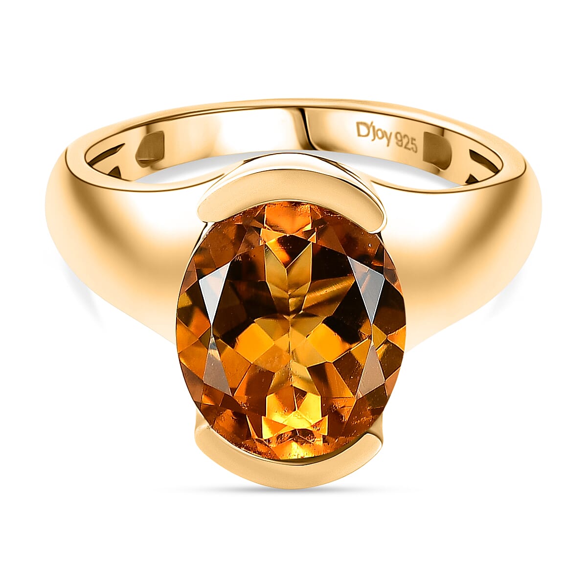 D'Joy Serra Gaucha Citrine Solitaire Ring in Yellow Gold Plated Sterling Silver 3.30 Ct. 8291157 0