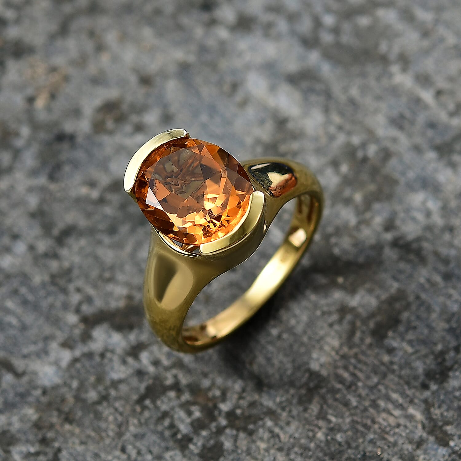 D'Joy Serra Gaucha Citrine Solitaire Ring in Yellow Gold Plated Sterling Silver 3.30 Ct. 8291157 2