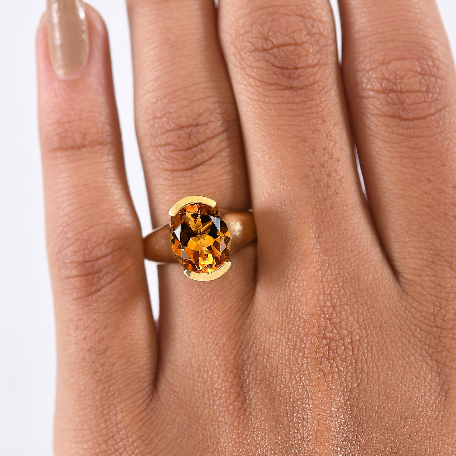 D'Joy Serra Gaucha Citrine Solitaire Ring in Yellow Gold Plated Sterling Silver 3.30 Ct. 8291157 3