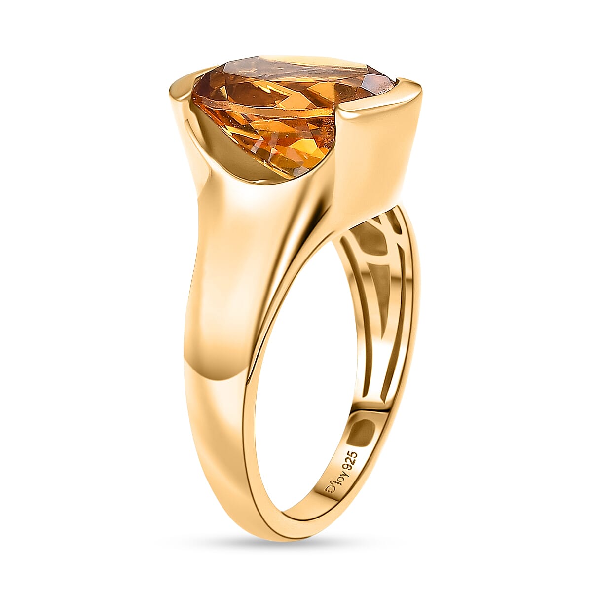 D'Joy Serra Gaucha Citrine Solitaire Ring in Yellow Gold Plated Sterling Silver 3.30 Ct. 8291157 4