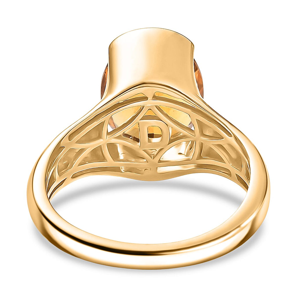 D'Joy Serra Gaucha Citrine Solitaire Ring in Yellow Gold Plated Sterling Silver 3.30 Ct.