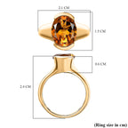 D'Joy Serra Gaucha Citrine Solitaire Ring in Yellow Gold Plated Sterling Silver 3.30 Ct.
