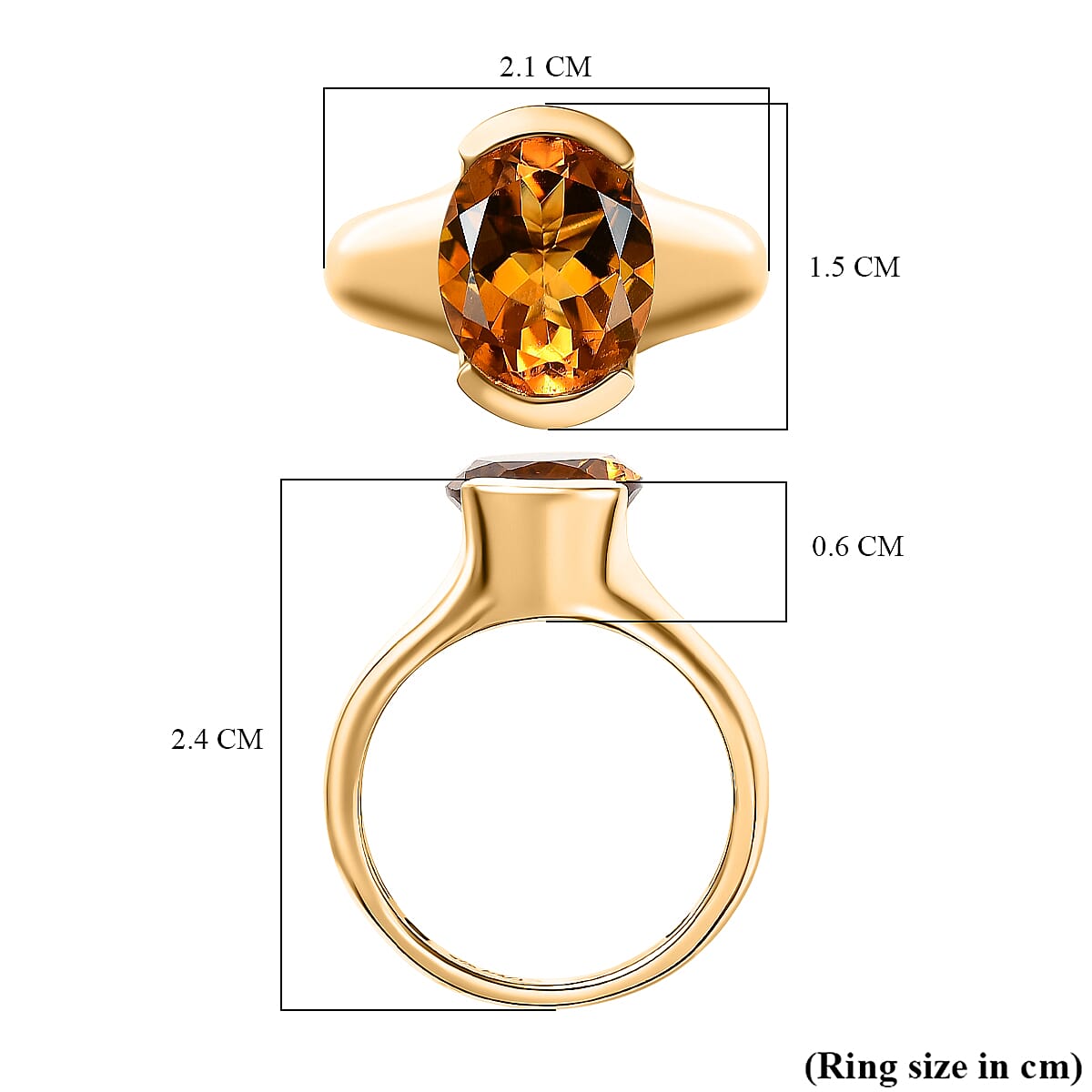 D'Joy Serra Gaucha Citrine Solitaire Ring in Yellow Gold Plated Sterling Silver 3.30 Ct. 8291157 6