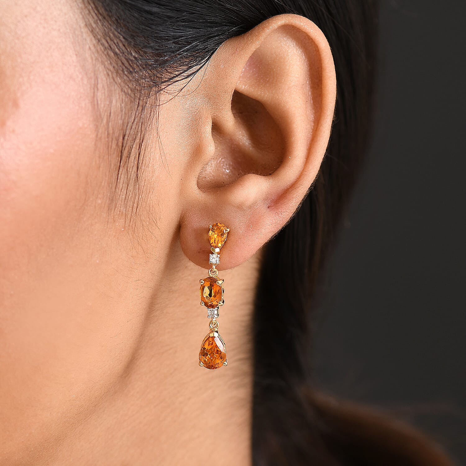D'Joy Serra Gaucha Citrine &amp; White Zircon Dangling Earring Sterling Silver 4.43 Ct. 8282888 2