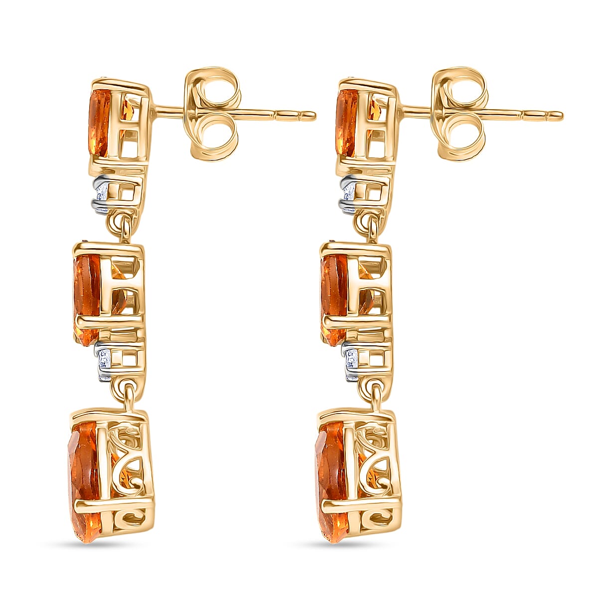 D'Joy Serra Gaucha Citrine &amp; White Zircon Dangling Earring Sterling Silver 4.43 Ct. 8282888 3