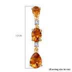 D'Joy Serra Gaucha Citrine & White Zircon Dangling Earring Sterling Silver 4.43 Ct.
