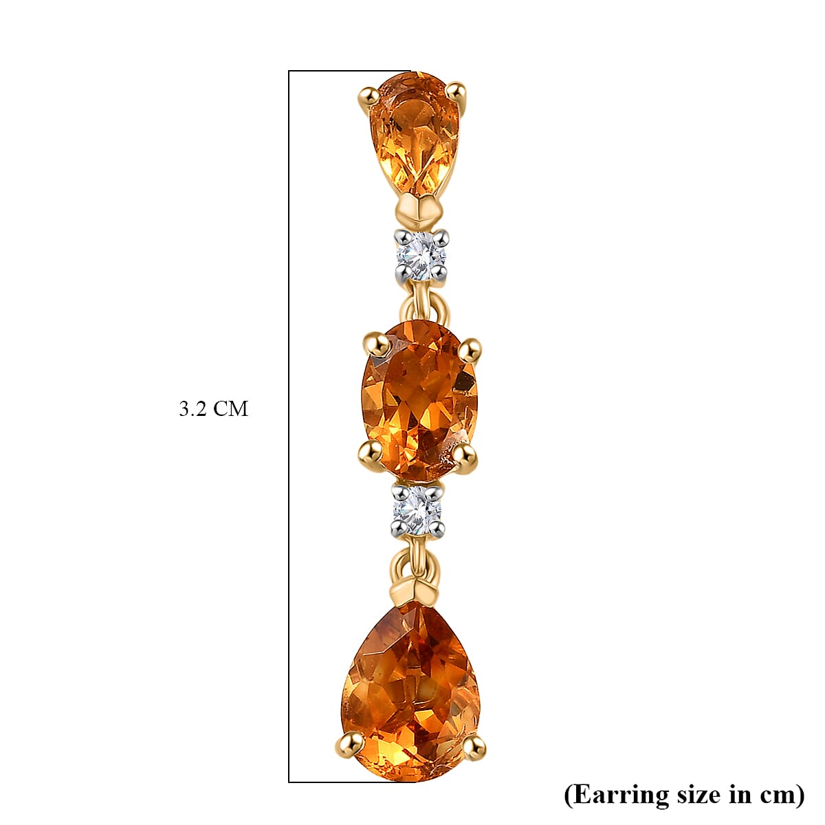 D'Joy Serra Gaucha Citrine &amp; White Zircon Dangling Earring Sterling Silver 4.43 Ct. 8282888 4