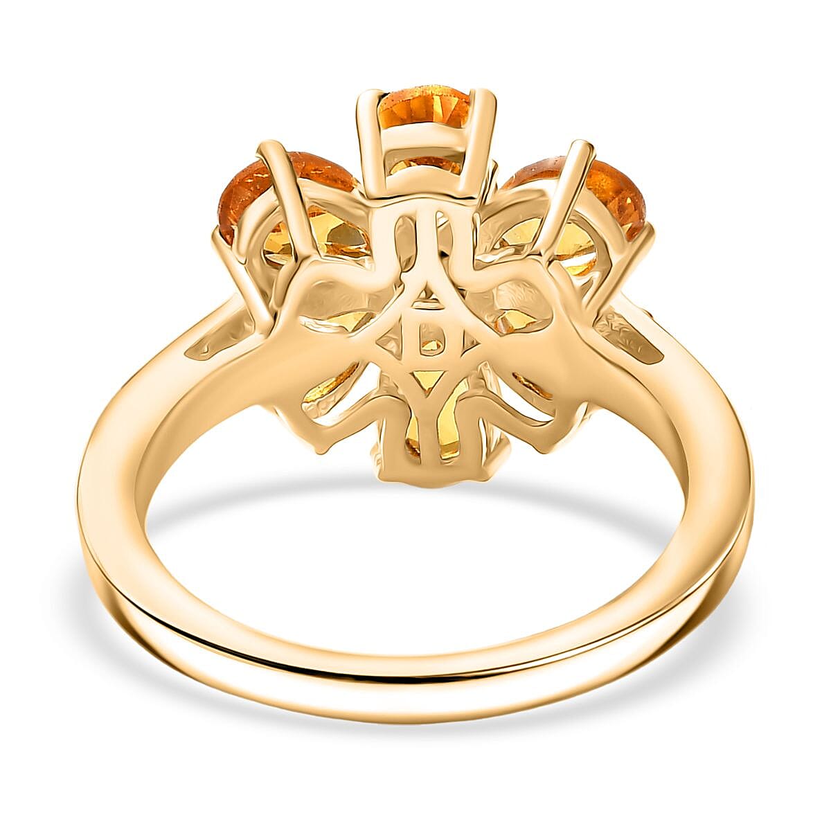 D'Joy Serra Gaucha Citrine &amp; White Zircon Floral Ring in Yellow Gold Plated Sterling Silver 2.55 Ct. 8277270 5