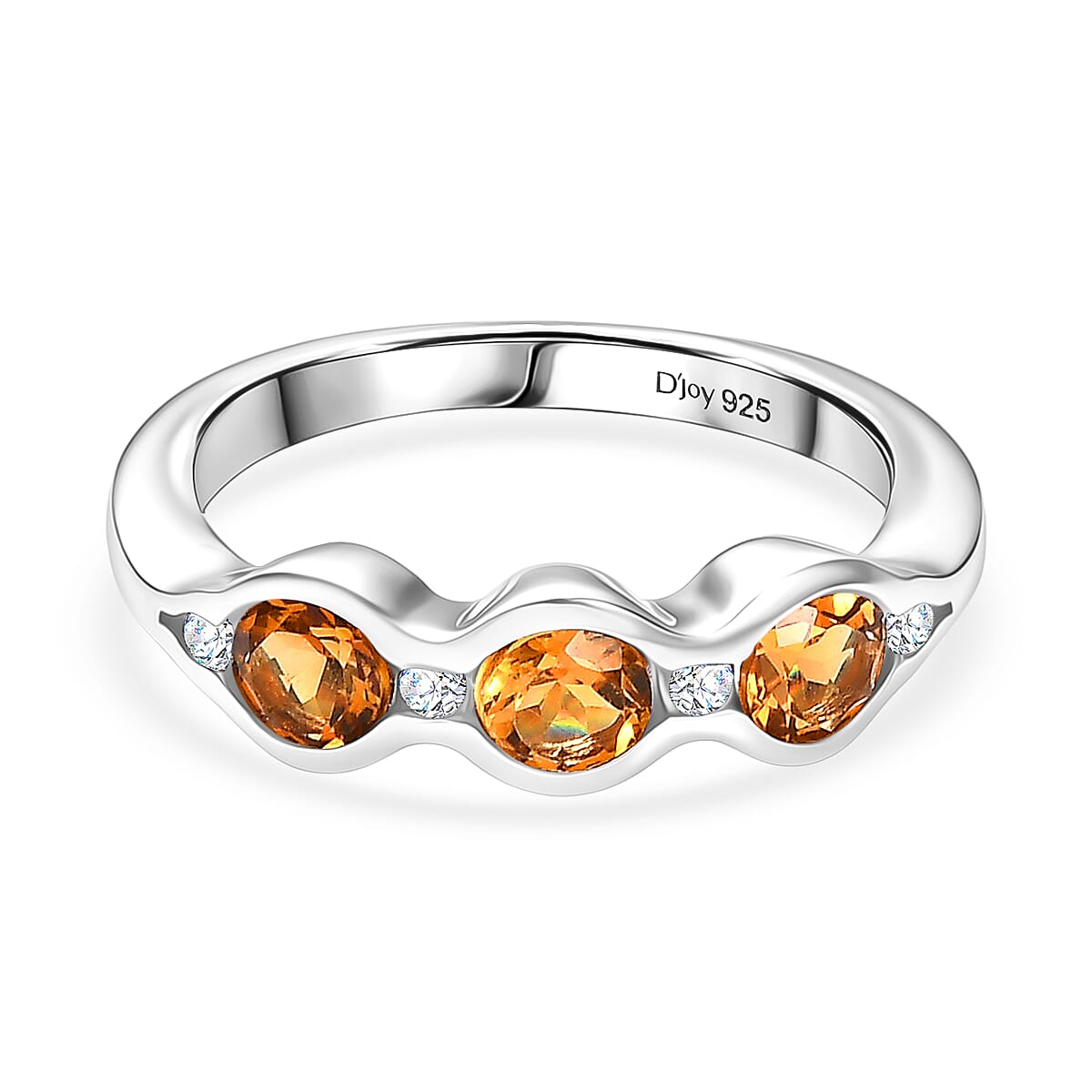 D'Joy Serra Gaucha Citrine &amp; White Zircon Half Eternity Band Ring in Platinum Overlay Sterling Silver 8287048 0