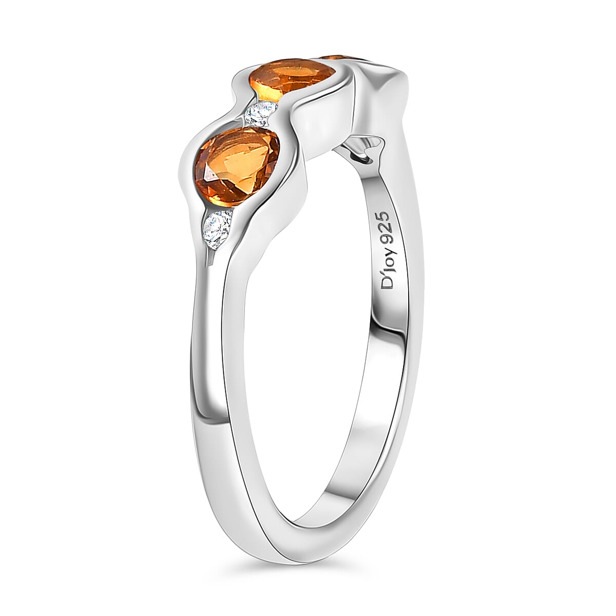 D'Joy Serra Gaucha Citrine &amp; White Zircon Half Eternity Band Ring in Platinum Overlay Sterling Silver 8287048 4