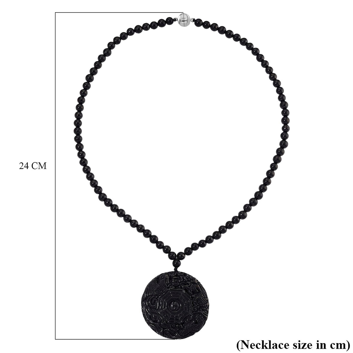 D'joy Natural Shungite Dragon and Phoenix Necklace (Size 20) in Rhodium Overlay Sterling Silver 254.55 Ct. 8248583 6