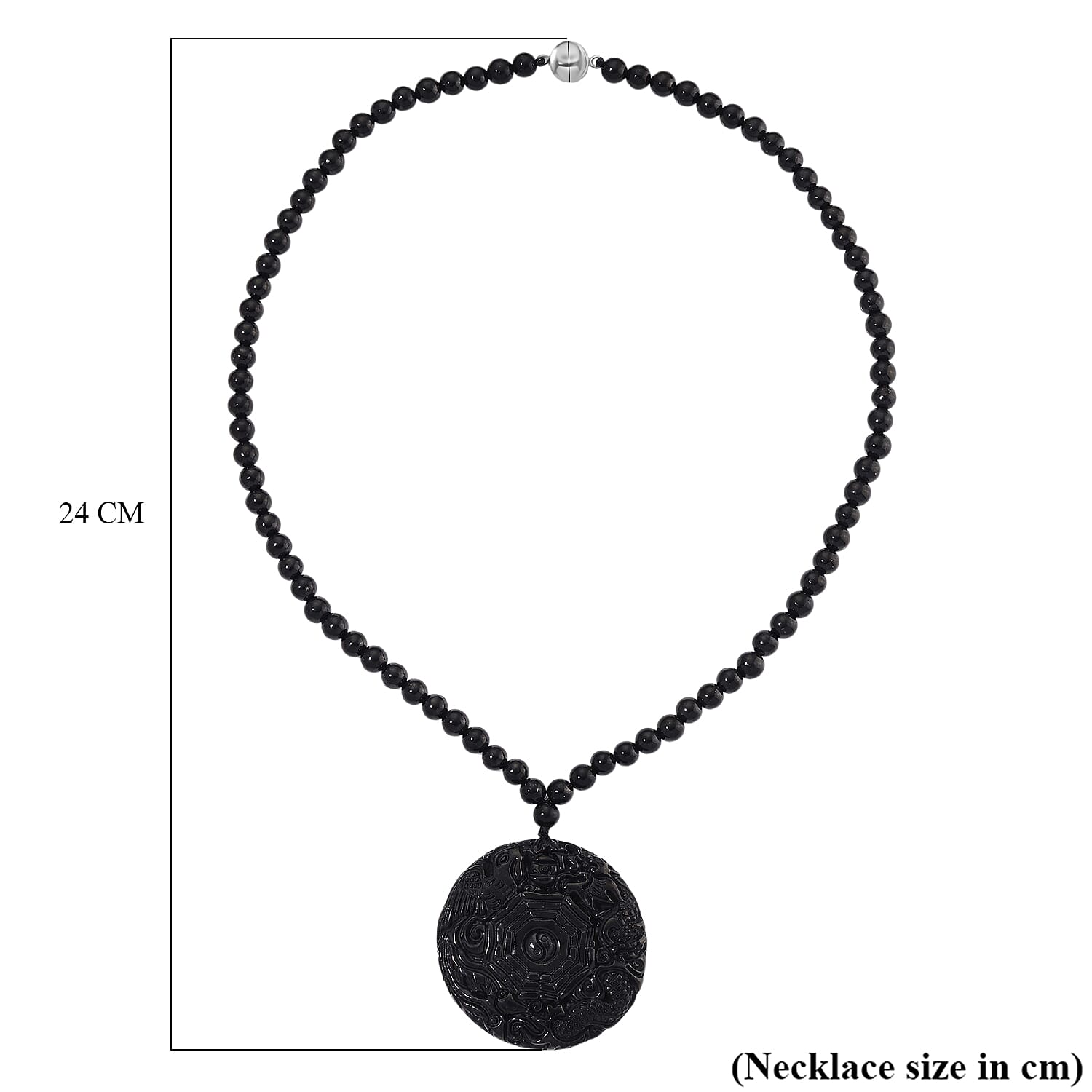 D'joy Natural Shungite Dragon and Phoenix Necklace (Size 20) in Rhodium Overlay Sterling Silver 254.55 Ct. 8248583 6