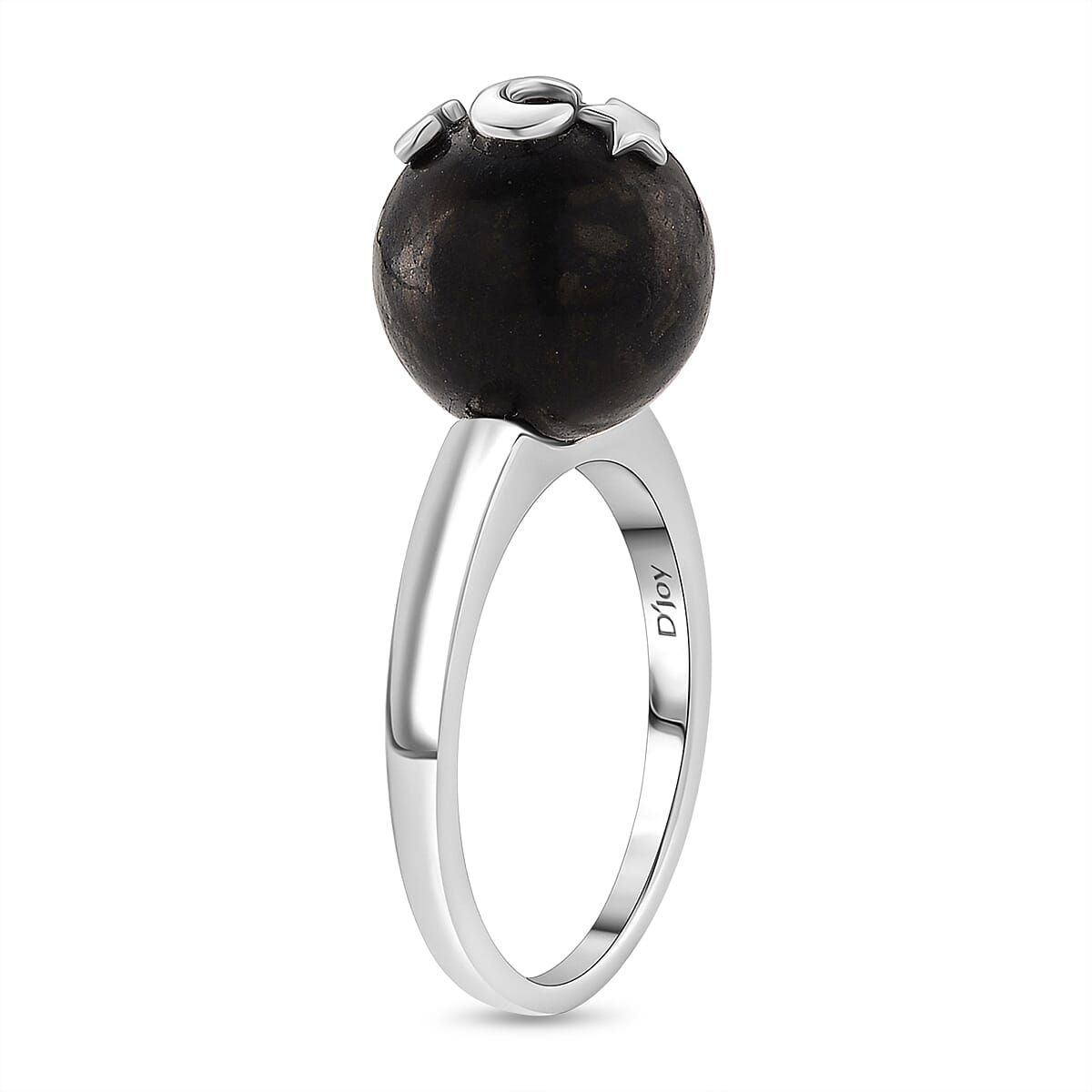 D'Joy - Natural Shungite Celestial Cabochon Ring in Rhodium Overlay Sterling Silver 12.50 Ct 8430779 4