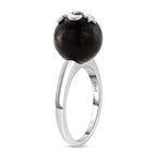 D'Joy Shungite Celestial Cabochon Ring in Rhodium Overlay Sterling Silver 12.50 Ct.
