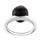 D'Joy Shungite Celestial Cabochon Ring in Rhodium Overlay Sterling Silver 12.50 Ct.