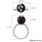 D'Joy Shungite Celestial Cabochon Ring in Rhodium Overlay Sterling Silver 12.50 Ct.