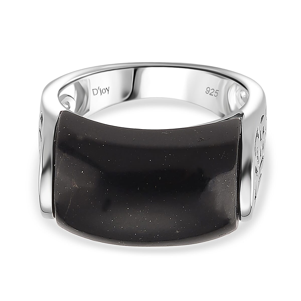 D'Joy Natural Shungite Solitaire Ring in Rhodium Overlay Sterling Silver 12.00 Ct. 8248841 0