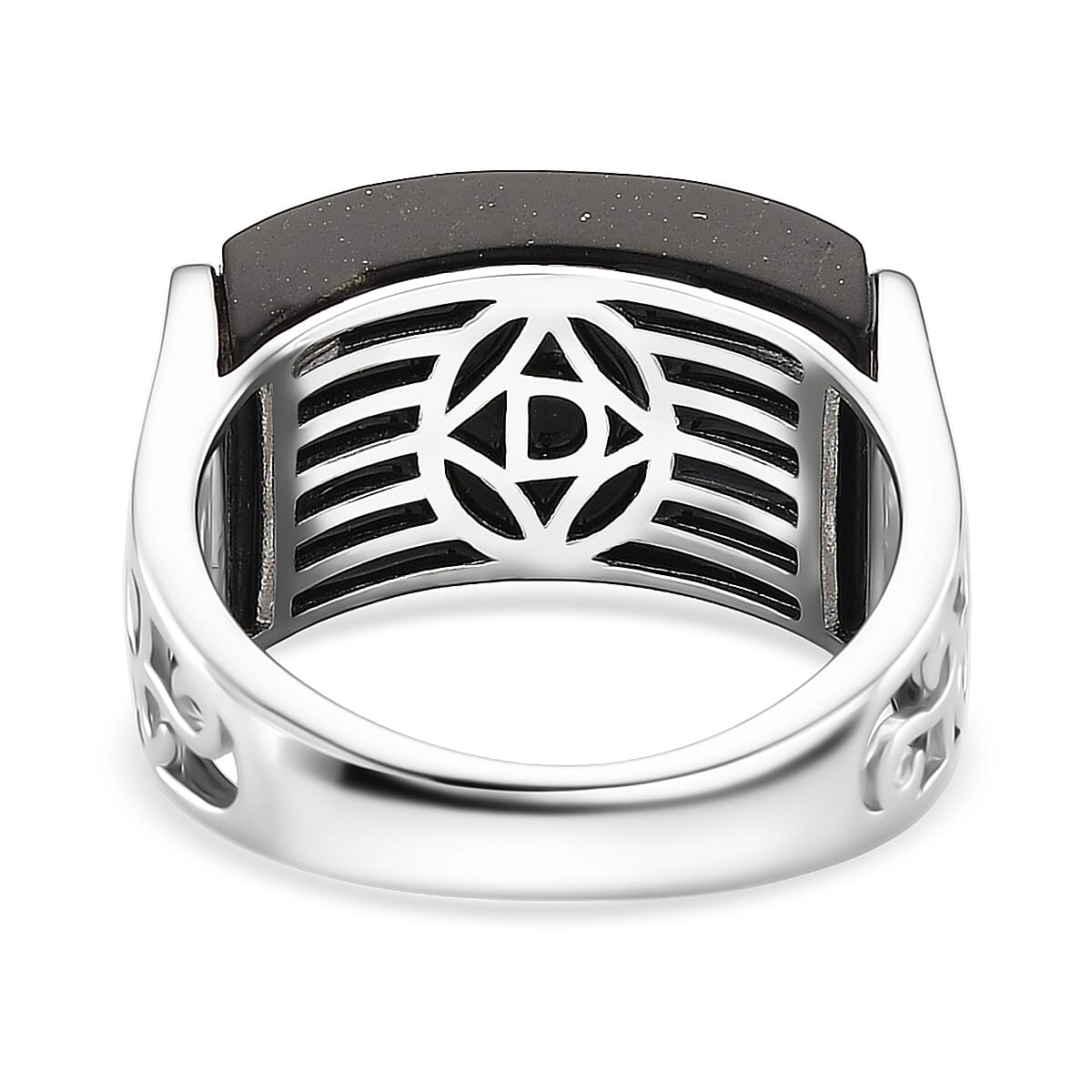 D'Joy Natural Shungite Solitaire Ring in Rhodium Overlay Sterling Silver 12.00 Ct. 8248841 4