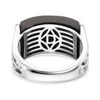 D'Joy Natural Shungite Solitaire Ring in Rhodium Overlay Sterling Silver 12.00 Ct.