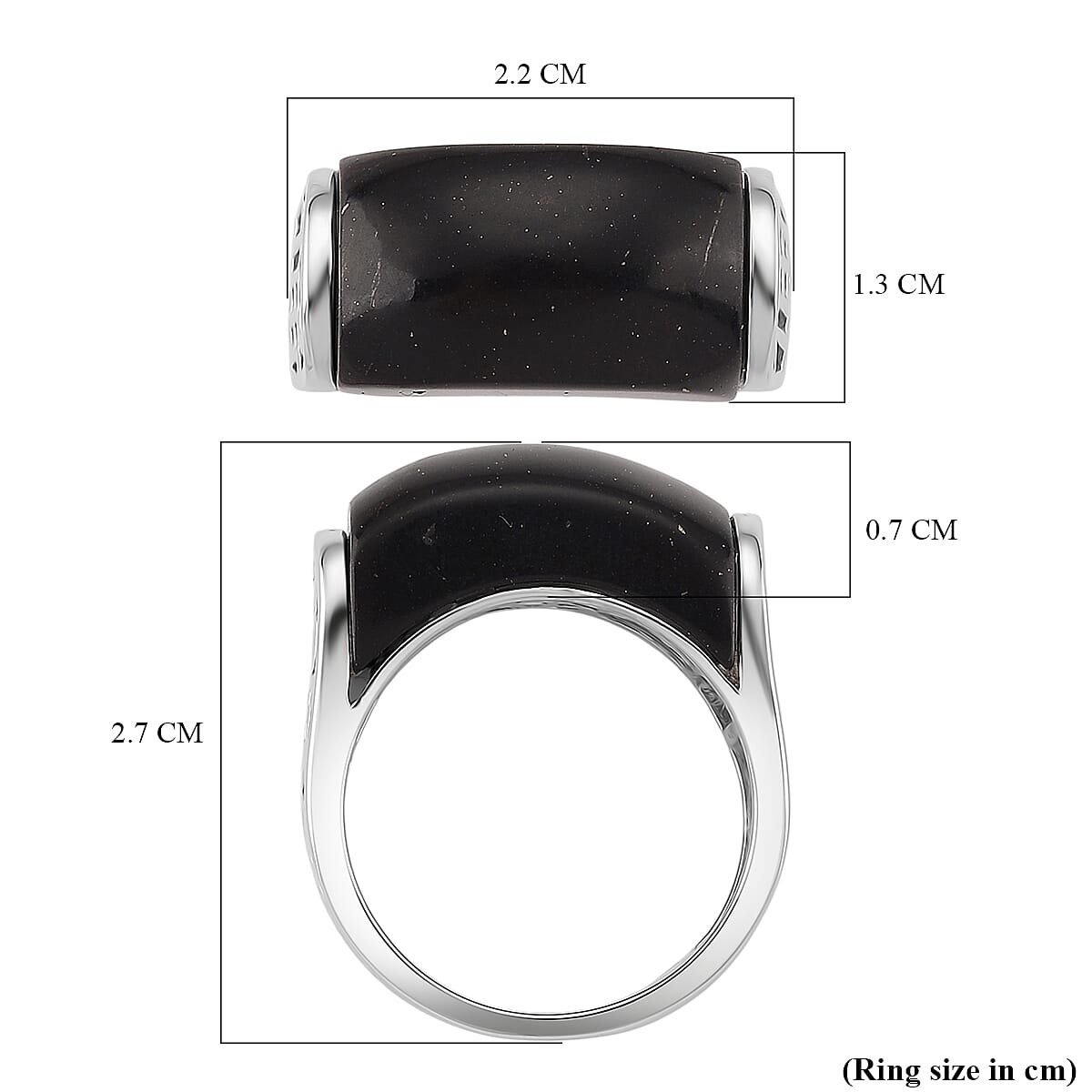 D'Joy Natural Shungite Solitaire Ring in Rhodium Overlay Sterling Silver 12.00 Ct. 8248841 5