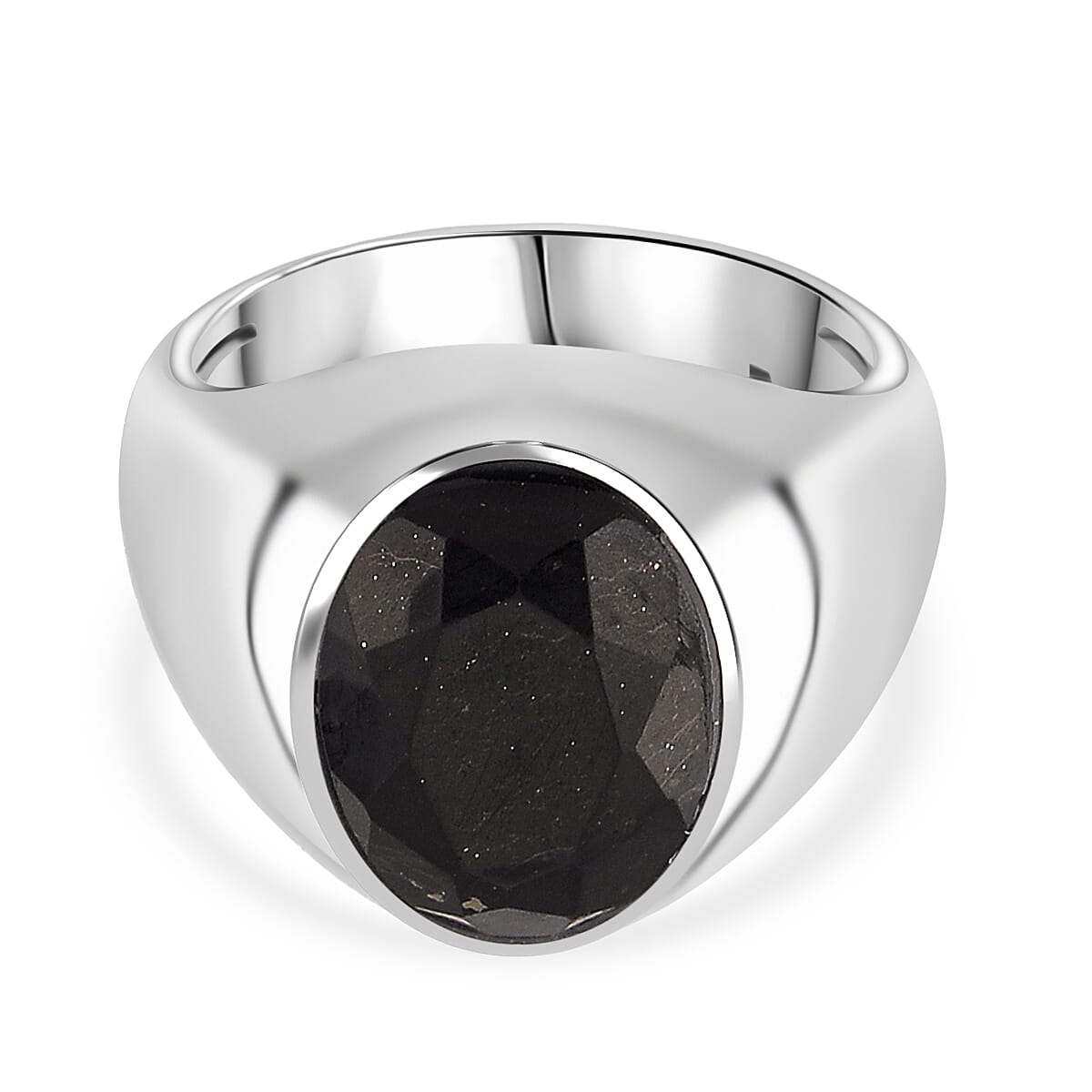 D'Joy Natural Shungite Solitaire Ring in Rhodium Overlay Sterling Silver 4.00 Ct, Silver Wt. 6.50 Gms. 8248779 0