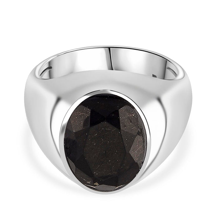 D'Joy Natural Shungite Solitaire Ring in Rhodium Overlay Sterling Silver 4.00 Ct, Silver Wt. 6.50 Gms. 8248779 1