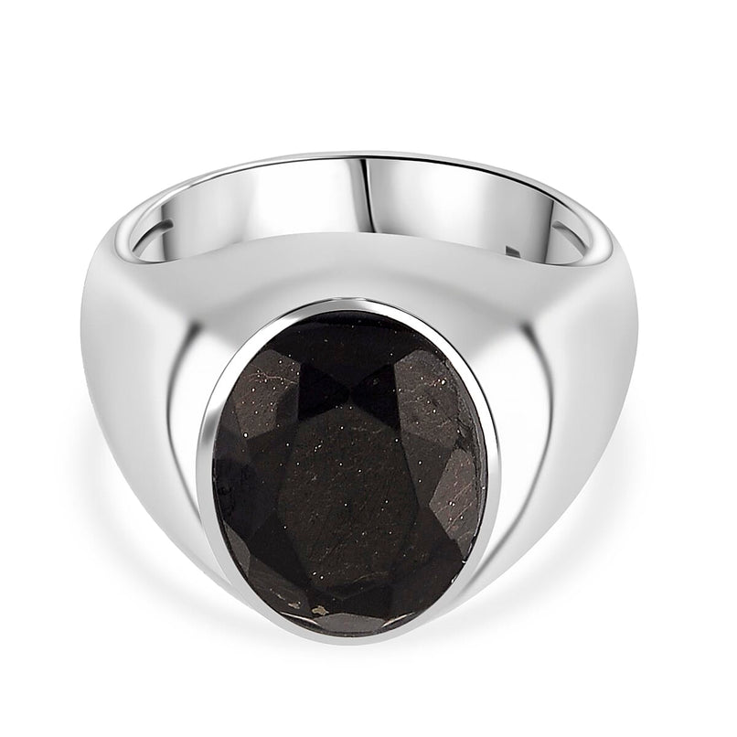 D'Joy Natural Shungite Solitaire Ring in Rhodium Overlay Sterling Silver 4.00 Ct, Silver Wt. 6.50 Gms.
