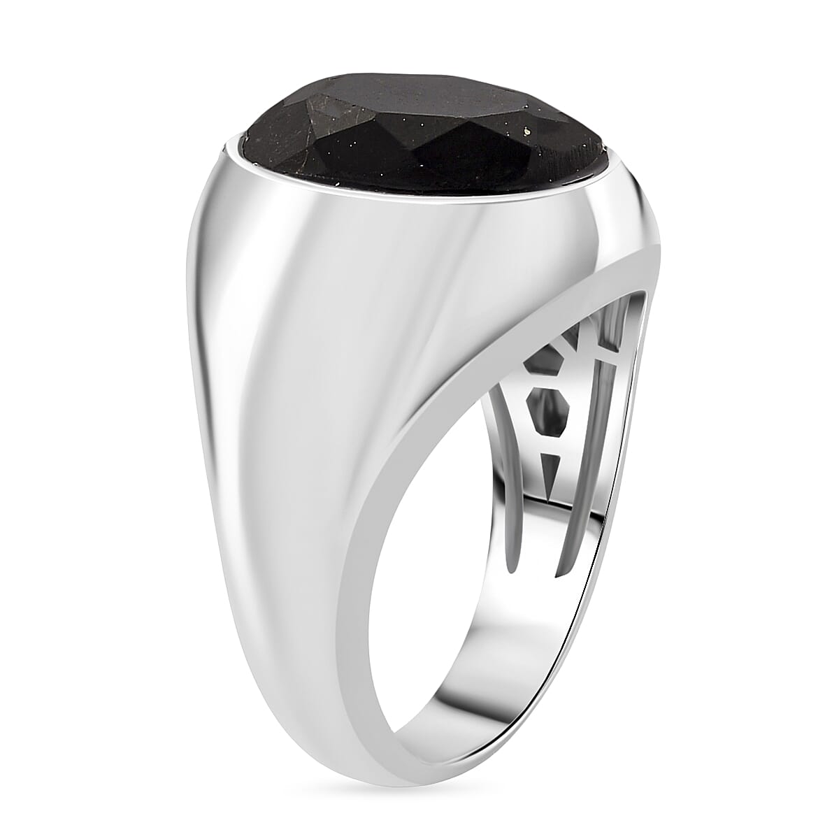 D'Joy Natural Shungite Solitaire Ring in Rhodium Overlay Sterling Silver 4.00 Ct, Silver Wt. 6.50 Gms. 8248779 4