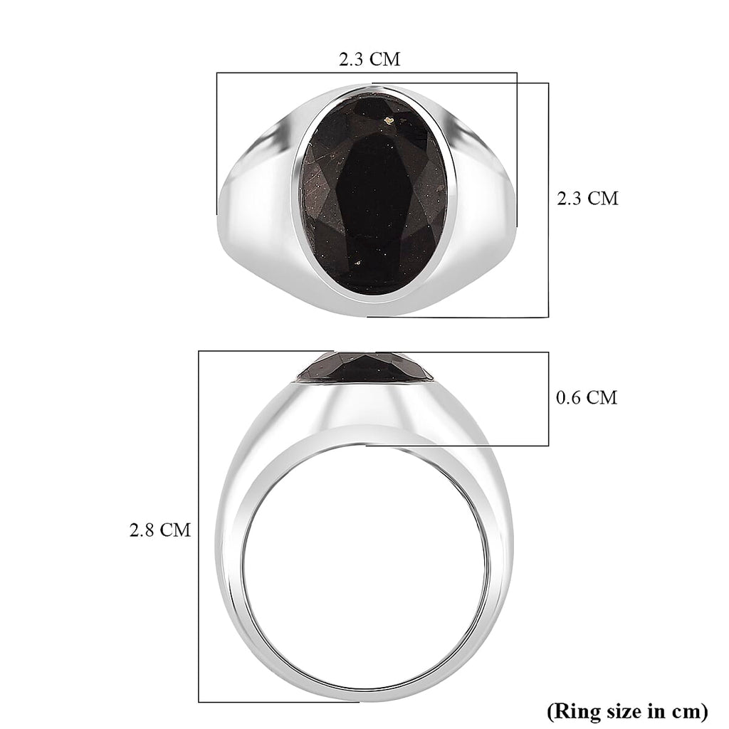 D'Joy Natural Shungite Solitaire Ring in Rhodium Overlay Sterling Silver 4.00 Ct, Silver Wt. 6.50 Gms.