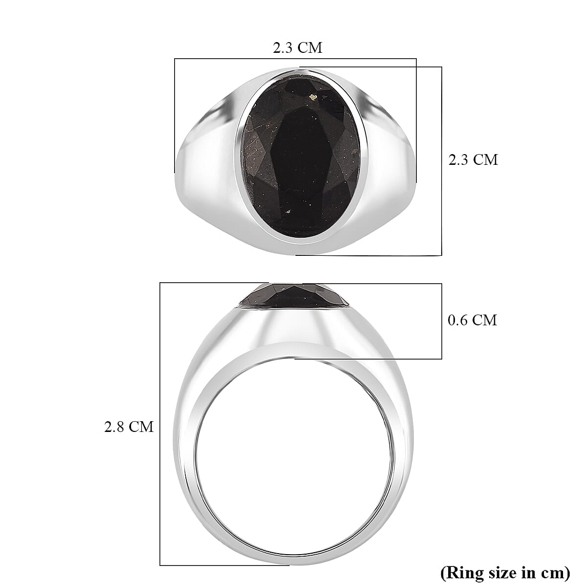 D'Joy Natural Shungite Solitaire Ring in Rhodium Overlay Sterling Silver 4.00 Ct, Silver Wt. 6.50 Gms. 8248779 6