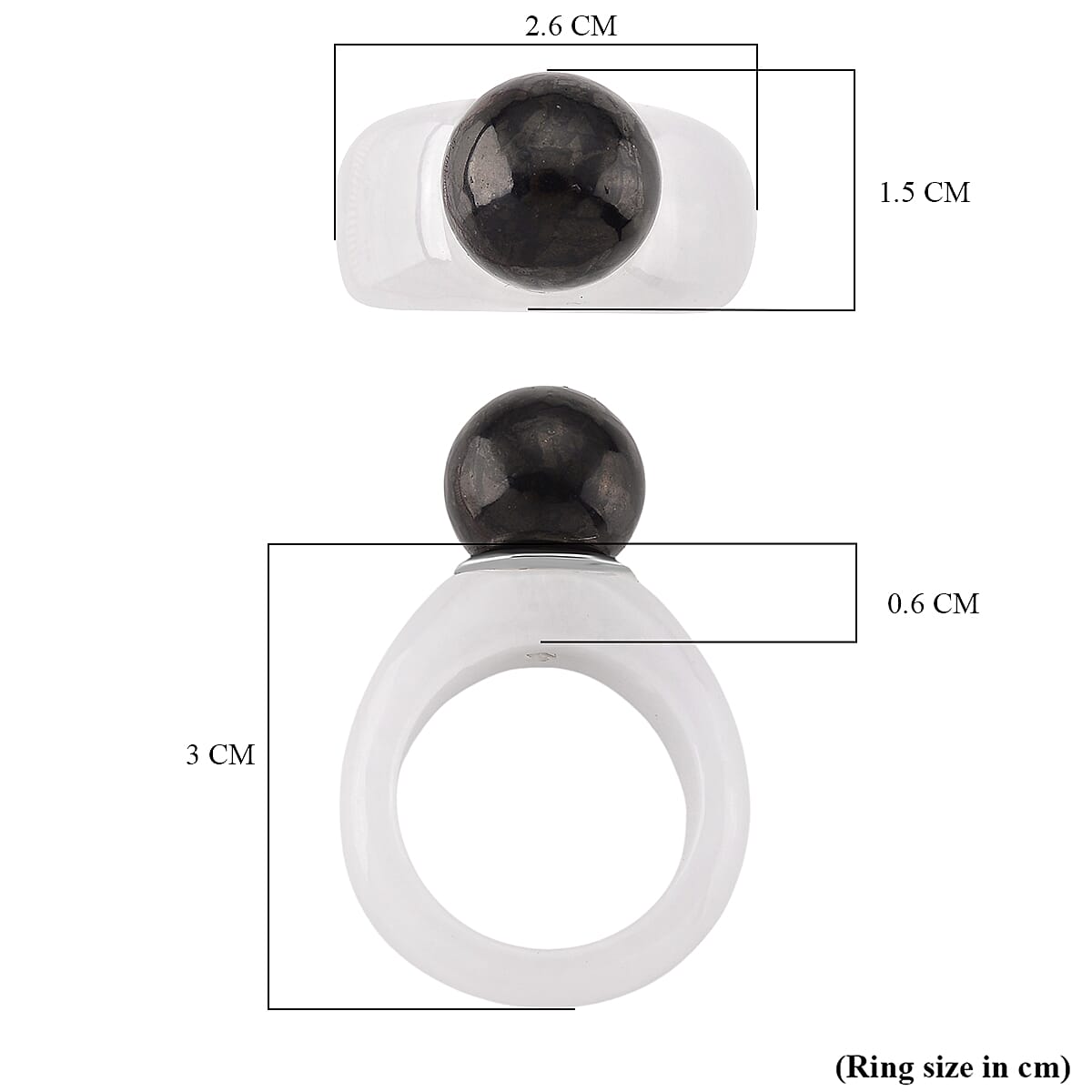 D'Joy Shungite &amp; Natural Type A Jadeite Solitaire Band Ring in Rhodium Overlay Sterling Silver 30.75 Ct. 8248798 5