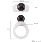 D'Joy Shungite & Natural Type A  Jadeite Ring in Rhodium Overlay Sterling Silver 30.75 Ct.