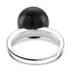 D'Joy Shungite & White Zircon Ring in Rhodium Overlay Sterling Silver 11.66 Ct.