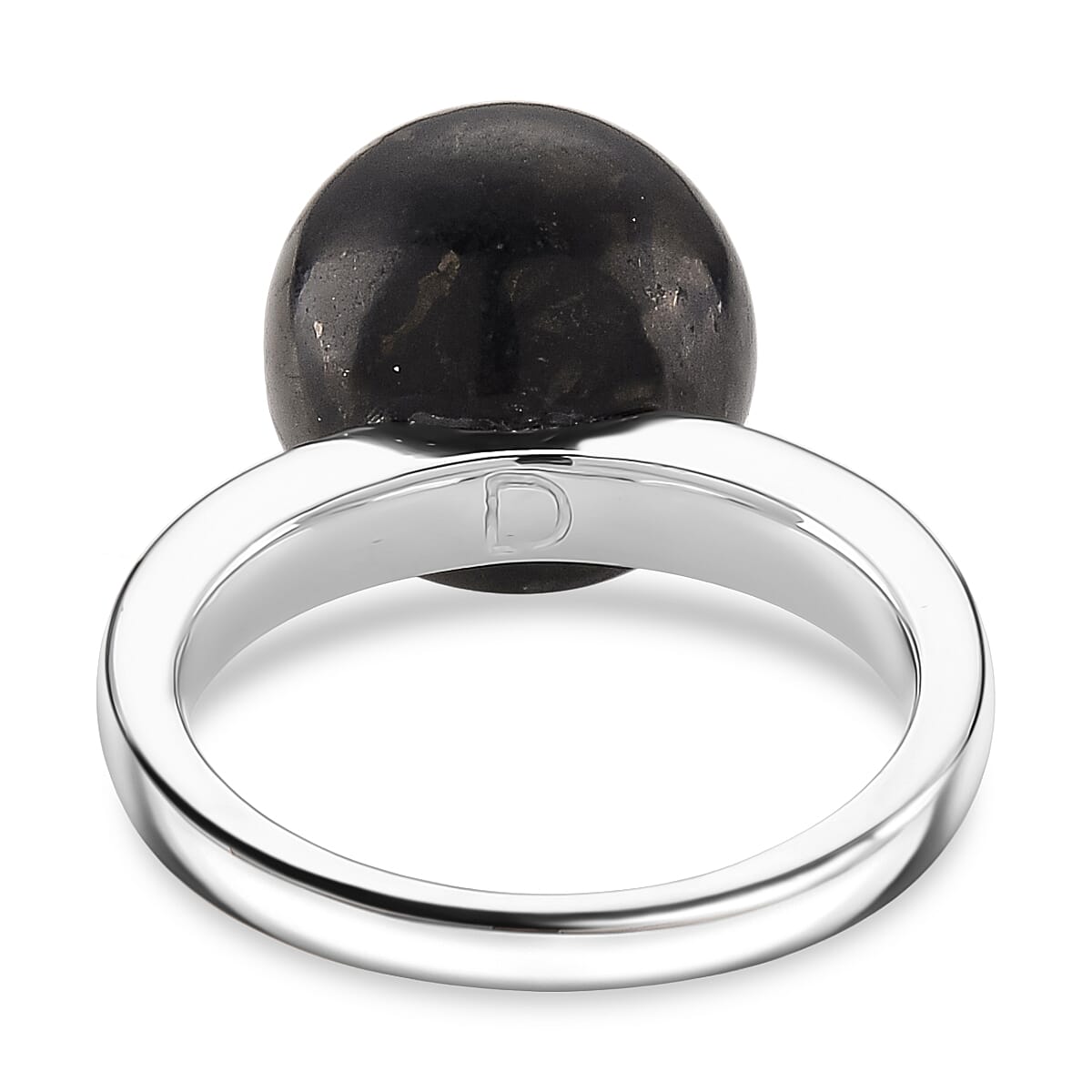 D'Joy Natural Shungite &amp; White Zircon Ring in Rhodium Overlay Sterling Silver 11.66 Ct. 8247042 5