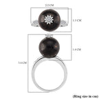 D'Joy Shungite & White Zircon Ring in Rhodium Overlay Sterling Silver 11.66 Ct.