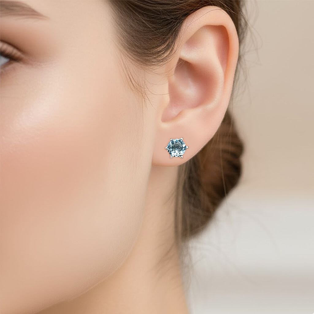 D'Joy Skyblue Topaz Earring in Rhodium Overlay Sterling Silver 2.22 Ct. 8296286 2