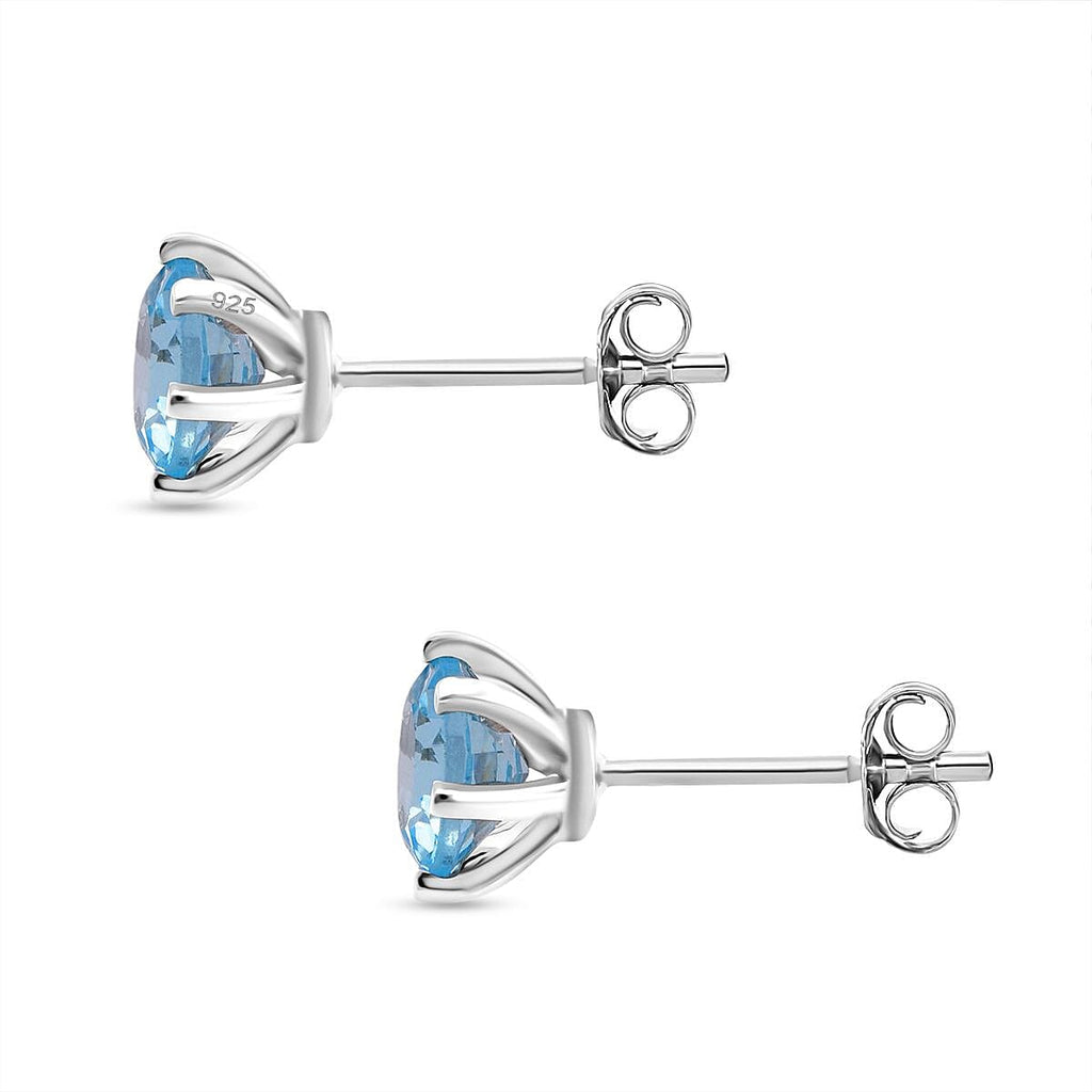 D'Joy Skyblue Topaz Earring in Rhodium Overlay Sterling Silver 2.22 Ct.