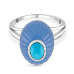D'Joy Sleeping Beauty Turquoise & Blue Jade Ring in Rhodium Overlay Sterling Silver 14.00 Ct.