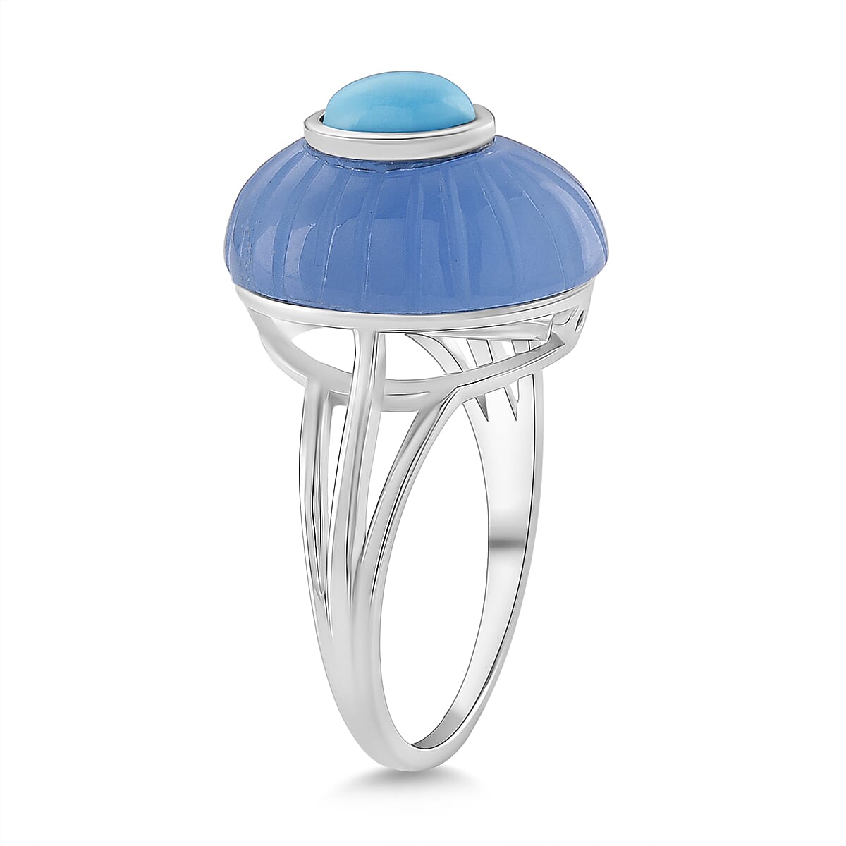 D'Joy Sleeping Beauty Turquoise &amp; Blue Jade Ring in Rhodium Overlay Sterling Silver 14.00 Ct. 8274411 4
