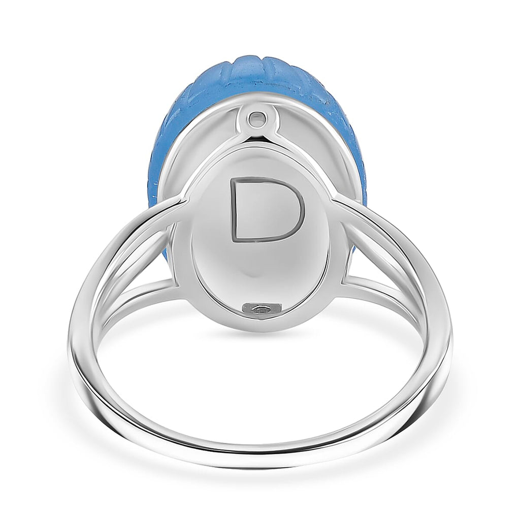 D'Joy Sleeping Beauty Turquoise & Blue Jade Ring in Rhodium Overlay Sterling Silver 14.00 Ct.