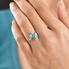 D'Joy Sleeping Beauty Turquoise Bypass Ring in Rose Gold Plated & Platinum Overlay Sterling Silver 0.93 Ct.