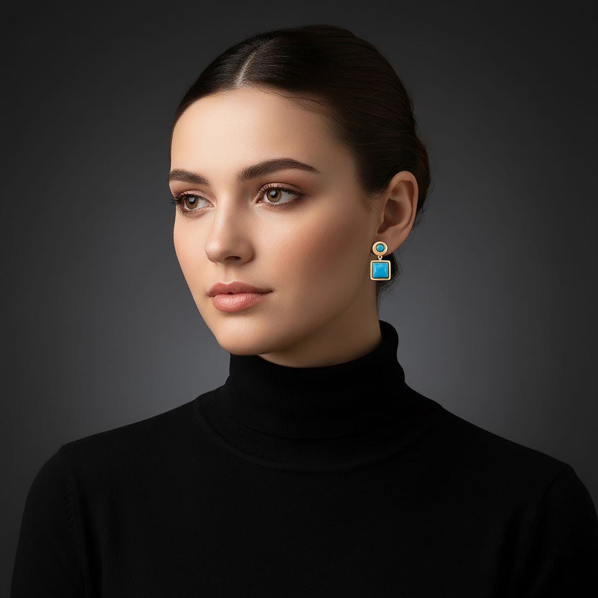 D'Joy Sleeping Beauty Turquoise Drop Earring with Push Back in Yellow Gold Plated Sterling Silver 2.33 Ct. 8274395 3