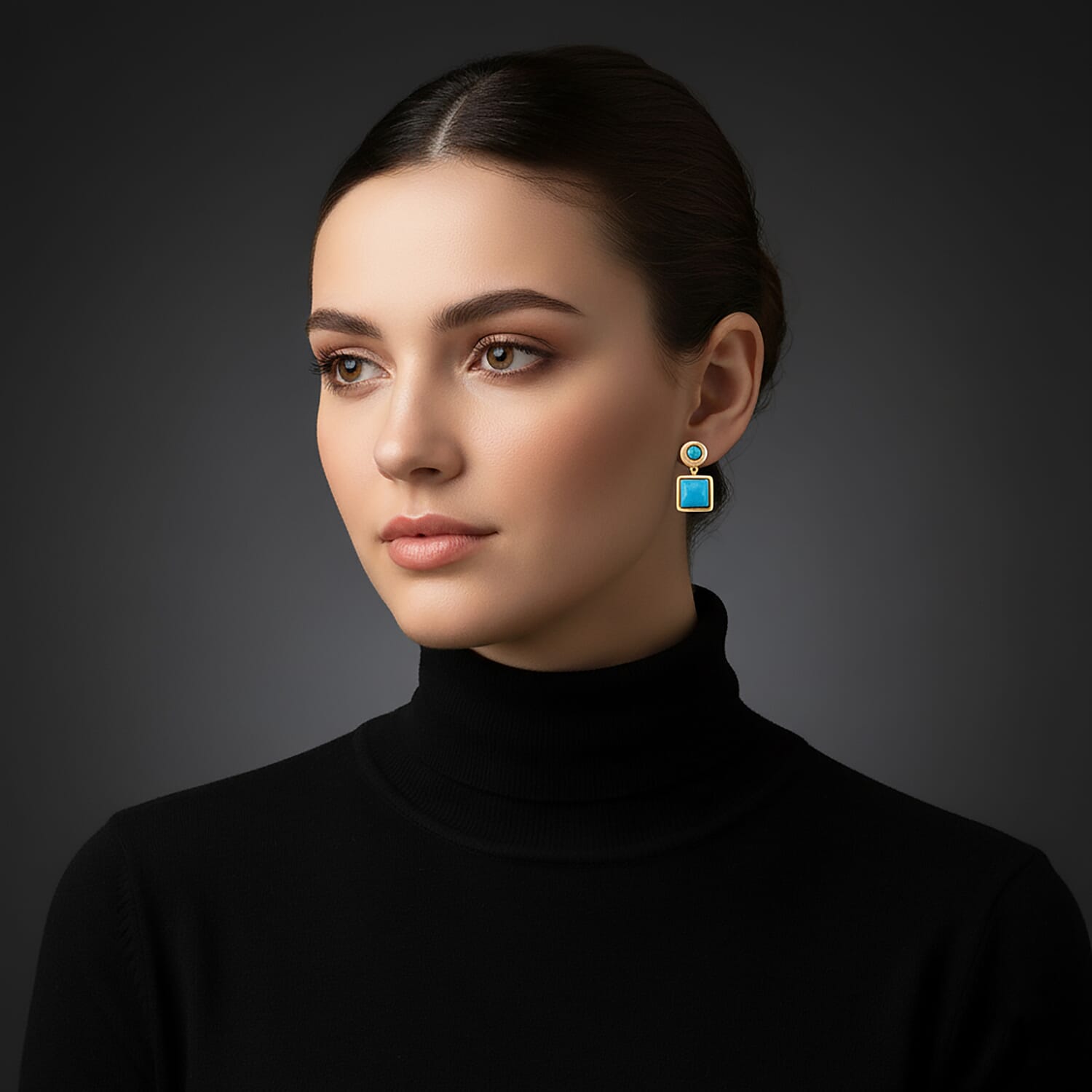 D'Joy Sleeping Beauty Turquoise Drop Earring with Push Back in Yellow Gold Plated Sterling Silver 2.33 Ct. 8274395 3